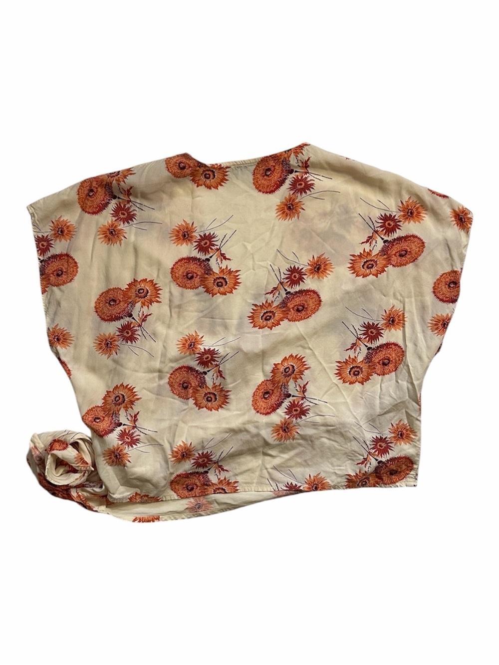 MADEWELL Floral Wrap V-Neck Short Sleeve Top - White with Coral Floral - Picture 4 of 8
